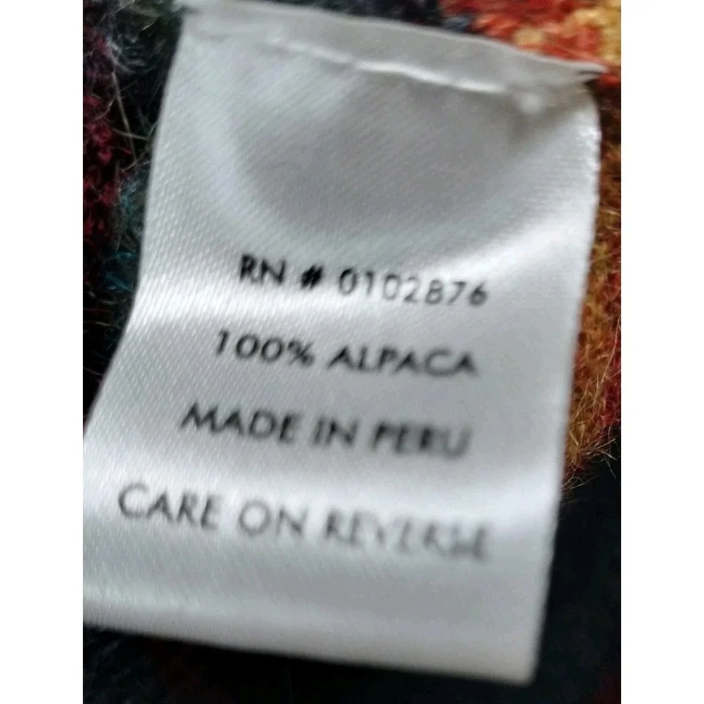 Novica 100% Alpaca Sweater Men Large Multicolor Striped Quarter Zip Pullover